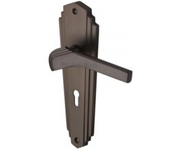 Heritage Brass Waldorf Art Deco Style Door Handles, Matt Bronze  (sold in pairs)