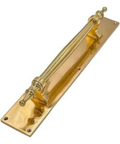 Dulice Solid Brass Pull Handle on Backplate in Polished Brass Finish & Dimensions 380mm x 68mm Robust and Stylish Choice for Doors & Large Front Doors