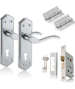 Luxury Lever Door Handles Back Plate-Lever Lock Door Pack,Door Lock Handle,SashLock &Ball Bearing Hinges in PC, PB, SCP Finish & Complete Set
