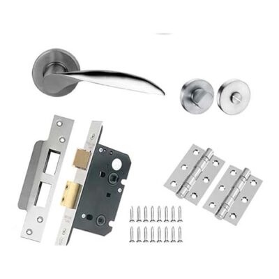 Lever On Round Rose Solid in Satin Stainless Steel Finish & Lever 130 x 55 - Rose 52 x 8 MM Door Handle (Pack) is a Premium Hardware & Residential and Commercial Doors.