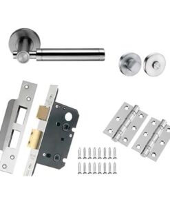 Lever on Round Rose in Satin Stainless Steel Polished Stainless Steel Finish - Lever 134 x 64-Rose 52 x 8 mm Door Handle (Pack) | Stylish and Functional Hardware