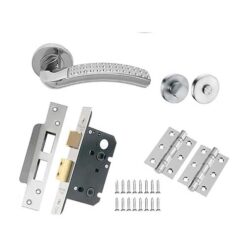 Lever on Round Rose Solid Range In Satin Stainless Steel Polished Stainless Steel Dual Finish - Lever 130 x 65 -Rose 52 x 8 mm Door Handle (Pack) /Ideal for residential and commercial