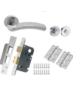 Lever on Round Rose Solid Range In Satin Stainless Steel Polished Stainless Steel Dual Finish - Lever 130 x 65 -Rose 52 x 8 mm Door Handle (Pack) /Ideal for residential and commercial