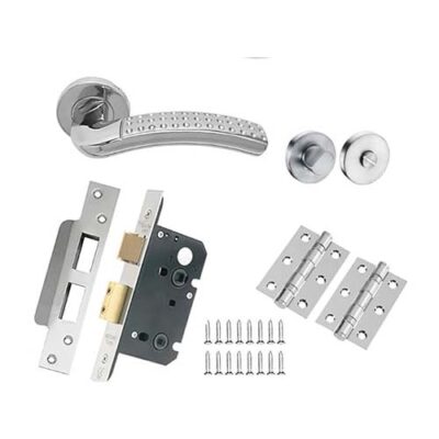 Lever on Round Rose Solid Range In Satin Stainless Steel Polished Stainless Steel Dual Finish - Lever 130 x 65 -Rose 52 x 8 mm Door Handle (Pack) /Ideal for residential and commercial