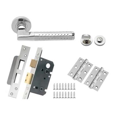 Lever on Round Rose Solid Range In Satin Stainless Steel Polished Stainless Steel Finish - Lever 143 x 65 -Rose 52 x 8 mm Door Handle (pack) | Both residential and commercial doors